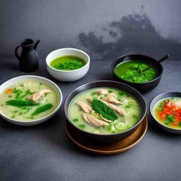 Рисовый суп с курицей и крапивой